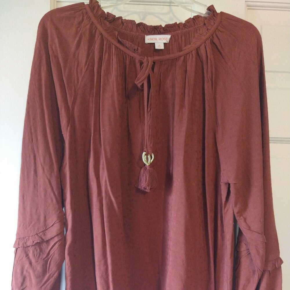 Rust Brown Long Sleeve Blouse